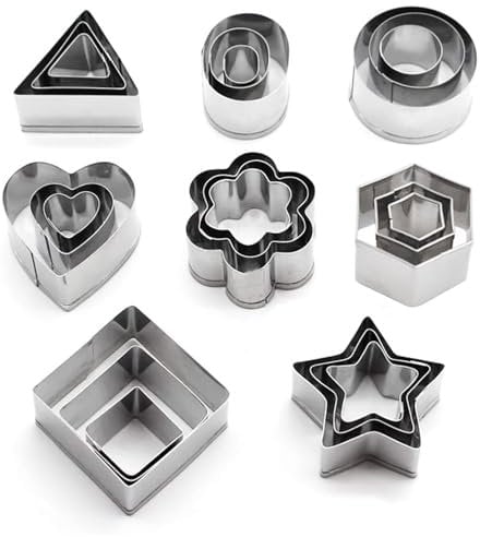 Plätzchen Ausstecher Mini, Kleine Keksausstecher aus Edelstahl, 24 Stck Geometrische Keks Ausstechformen Set, DIY Tools für Backen Fondant