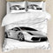 Loussiesd Rennwagen Bettwäschezug Set 135x200cm Junge Mann Auto Bettbezug Set für Kinder Teens 2 Stück Weiche Mikrofaser Betten Set 3D Speed Sportwagen Bettwäsche Weiß Schwarz