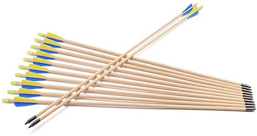 TY Archery 12 Stück Holzpfeile Pfeile Holzpfeil Recurvebogen Sportbogen Bogenschiessen 30 Zoll