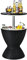 COSTWAY Table Glacière 30L pour Jardin 2 en 1 avec Plateau Relevable, Seau à Glace Imitation Rotin pour Cocktails Bière Convient aux Piscines Terrasses, Ø 43 x 57,5-82 cm (Noir)