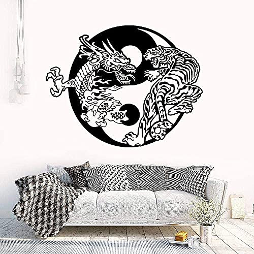 WYFCL Wandaufkleber PVC Abnehmbare Wandtattoo Yin Yang Drachen Tiger Kunst Ästhetik Künstler Dekoration 80X62Cm