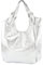 modamoda de T227 Damen Shopper Schultertasche Leder Large handmade in Italy, Farbe:Silber-Metallic