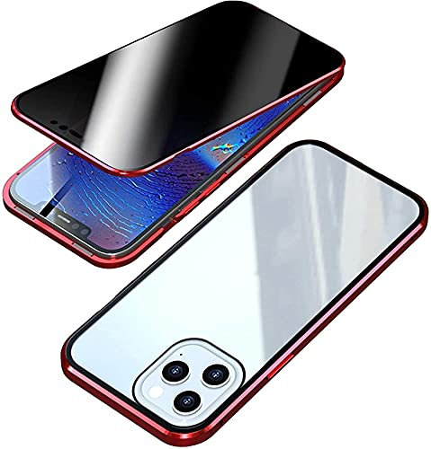 Riyueyi Magnetic Privacy Case for Iphone 13 Mini/13/13 Pro/13 Pro Max Double-Side Glass Full Screen Protection Anti-Peeping Magnetic Case with Anti-Spy Privacy Screen Protector,Red,for 13