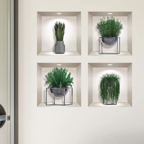 3D-Aufkleber, selbstklebend, 3D-Effekt, Sukkulenten-Effekt, Wandtattoo, Schlafzimmer, Erwachsene, 3D-Wandaufkleber, Wohnzimmer-Dekoration, Wandaufkleber, Trompe-Auge, 80 x 80 cm