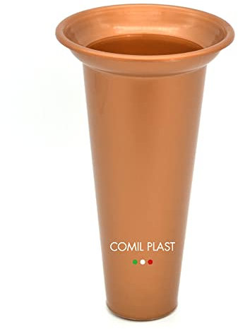 Comil Plast | Portafiori Interno in plastica per Vaso da cimitero Colore Rame | Diametro 8 cm, Altezza 15 cm.