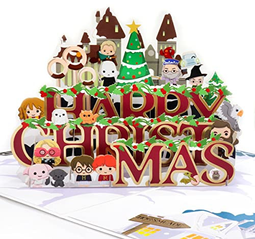 Cardology - Harry Potter Christmas Pop Up Card - Keepsake Harry Potter Christmas Cards - Unisex - Perfect For Adults and Children - Officially Licensed Merchandise