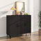 homiuse Buffet 90x34x80cm Armoire Console Design Classique Crédences Commode Meuble de Rangement Salon Vaisseliers pour Cuisine Solide et Durable Bois d'ingénierie Noir Facile à Nettoyer