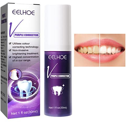 HIVETZ Purple Toothpaste,Whitening Toothpaste,Teeth Whitening Toothpaste,Color Corrector Toothpaste,Tooth Toothpaste Teeth Stain Remover,Purple Color Corrector, Foam, 1, 30.0 millilitre
