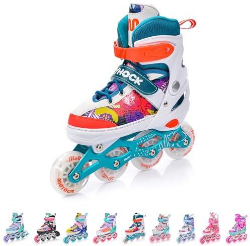 meteor® Inlineskates 4in1 Kinder Inliner Rollschuhe Roller Blades Quad Skates Carbon Kinder Inlineskates Verstellbar Schuh Big Wheels
