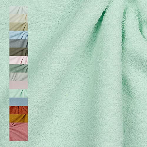 VmG-Store Frottee Stoff Meterware 15 Farben zum Nähen Bademantel Frotteestoff 145cm Breite (049 I Hellmint)