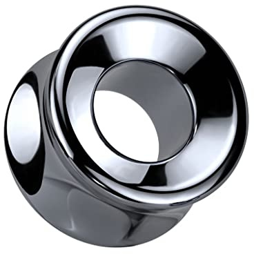 beyoutifulthings Ohr-Tunnel Silber-Grau Hematit-Stein Ohr-Piercing Ohr-Schmuck Plug Double Flare Sattel-Verschluss 6-25mm
