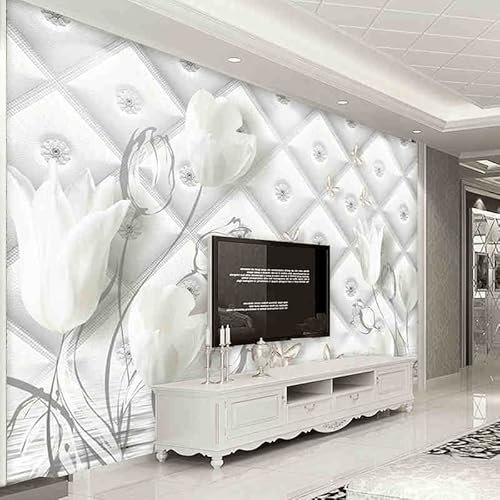 Benutzerdefinierte 3D-Fototapete im modernen europäischen Stil Weiße Calla-Lilien-Blume Stereo Soft Bag TV-Hintergrund-Wand-Papier-Wandbild