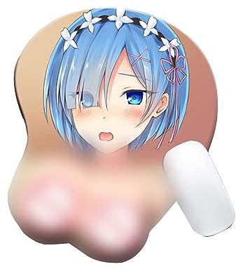 Mauspad, Anime Silikon 3D Mauspad Armbänder Cartoon Kreative Sexy Mauspad Brust Mäuse Pad (Color : B, Size : 21x26x2.9cm)