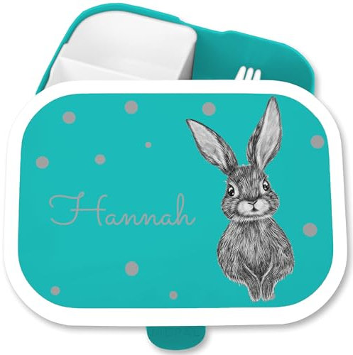 Brotdose Kinder Campus für Mepal - Hasen - Süßer Hase Hasi Osterhase Ostern Langohr - 750 ml - Türkis - brotdosen kindergarten bunny brotzeitbox personalisierte rabbit fächern mädchen