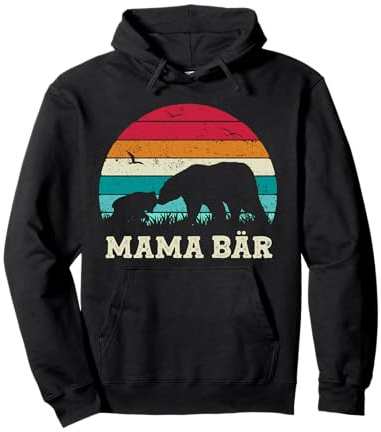 Retro Mutter Mama Bär Baby Sohn Tochter Beste Mama Muttertag Pullover Hoodie