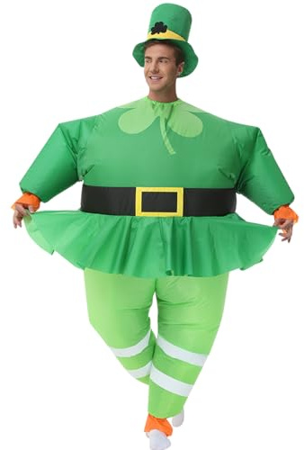 Arokibui Aufblasbares St. Patrick's Day Kostüm Leprechaun Outfit Grün Party Halloween Anzug Festliches Kostüm