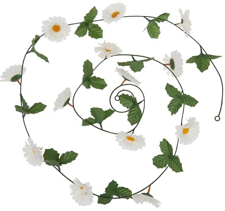 VBS Margeriten Girlande 2m Kunststoff Frühling Kunstblume Blütendurchmesser 5.5cm für Gestecke Kränze Sträuße Dekoration