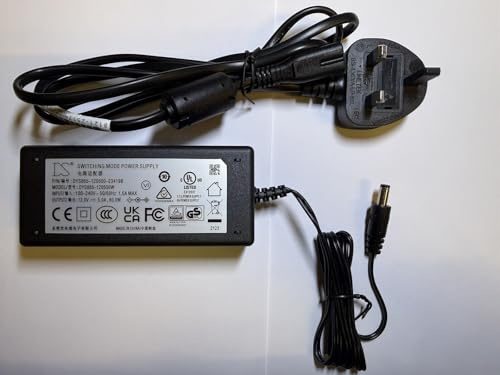 Replacement for 12V 5000mA Power Supply ICP65-120-5000 AC-DC Adaptor + UK Plug