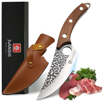 JUANSHI® Cuchillo de chef forjado a mano Regalo de papá Cumpleaños Cuchillo vikingo profesional Cuchillo deshuesado para cuchillos de cocina Cuchillo de camping afilado al