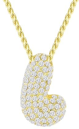 Halora Bubble Letter Necklace Gold, Kette Mit Halskette Buchstaben L Anhänger Gold Bubble Initial Necklace Damen
