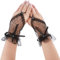 Yolev Fingerlose Handschuhe Spitze Damen Kurze Schleife Hochzeit Netzhandschuhe Schwarz Weiß Elegantes Halloween Teeparty Abschlussball Cosplay Beerdigung MaskeradeSpitzenhandschuhe für Mädchen