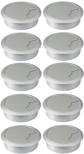 Generic 10 Stück Silber Kabeldurchführung Kunststoff Bohr Kabelführung Schreibtischkanal Kabeldurchlass (80mm)