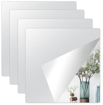 Honcet 10 Pcs Mirror Stickers 20x20cm, Self Adhesive Stick on Mirror Tiles for Wall, Tile Stickers Acrylic for Home Bathroom, Door (2mm Thick)