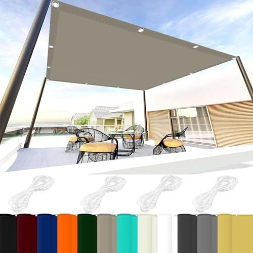 Tenda a Vela Quadrata 1 x 6 m 98% Protezione UV Telo Ombreggiante con Fune per Giardino, Balcone, Piscina, Cachi