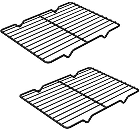 Linkidea - Rejilla metálica para Enfriar (Paquete de 2), Rejilla Rectangular de Acero Inoxidable para Hornear, Apta para Horno, para Asar en bandejas Desechables. (Negro, 8 x 10)