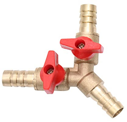 SEWOART Y-förmiges Dreiwege Gasventil Aus Kupfer 10mm Mit Schlauchanschluss Und Klemmen 3-wege Absperrkugelhahn Für Gasverteilung Und Professionelle Installation