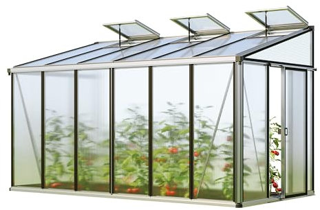 GFP Gewächshaus Anlehngewächshaus Ella 36 - Aluminium - 388x194 cm - 16 mm Polycarbonat-Platten