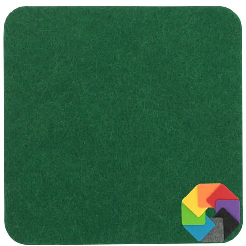 Design Filz Untersetzer eckig - 10x10cm in tannengrün für Glas, Getränke, Bar, Tasse, Vase