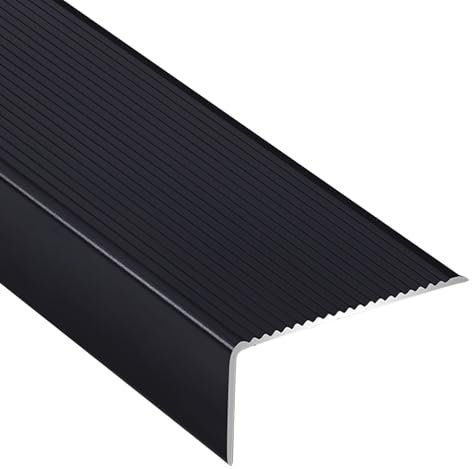 Perfil De Protección para Borde De Escalón,Cantoneras Aluminio Cantoneras Protectoras Borde De Escalera Antideslizante E Impermeable para Escaleras Exteriores E Interiores(Negro)