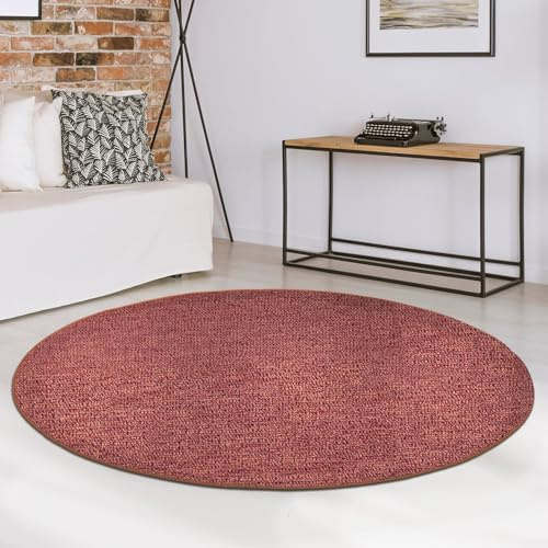 casa pura Teppich rund 120cm Durchmesser, Terra Rutschfester & Flacher Flurteppich, Wohnzimmerteppich, Küchenteppich, Schlafzimmerteppich ideal auch als Schreibtischstuhl Unterlage, London