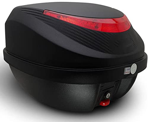 Motorradkoffer, Motorrad-Topcase, 30 l Universal-Aufbewahrungskoffer für Helmgepäck mit Top-Lock, Moped-/Rollerkoffer-Touren-Heckbox mit Schnellverschlusssystem (Farbe: Schwarz)