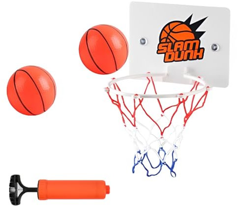 4 Pcs Mini Basketball Set for Door, Indoor Hoop With Sucker, Small Ball and Pump - Desktop and Bathroom Game for Kids