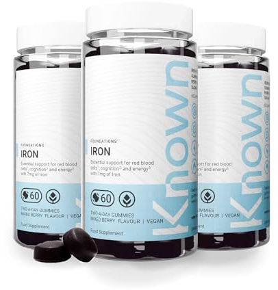 Known Delicious Iron Gummies 7mg – 3 Months Supply – Mixed Berry | 7mg Iron for Energy & Immune Support – 60 Vegan Gummies – Mineral Active