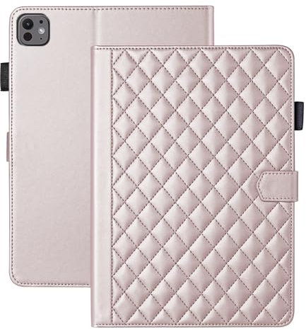 Vaitasy Coque pour iPad Pro 11 2024 (M4) 11 Pouces Hülle Business Cuir PU Tablet Étui pour iPad Pro 11 2024 avec Fente pour Carte Fonction Stand Or Rose