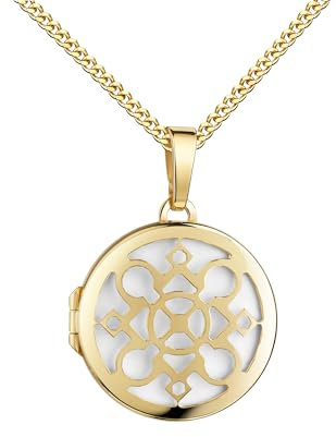 JEVELION Medaillon zum Öffnen für 1 Bild 585 Gold 14 Karat Foto Amulett für Damen+ Schmuck-Etui