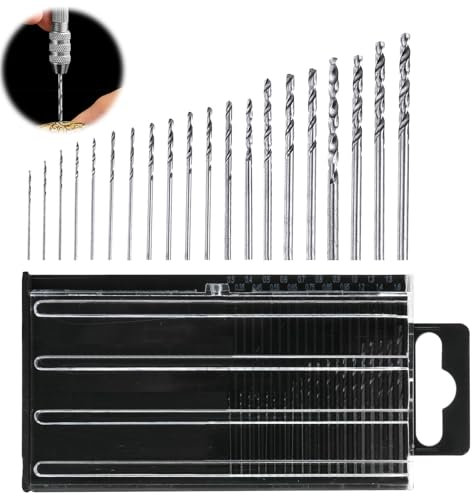 Mini Micro Drill Bit Set, 20Pcs HSS Mini Hand Drill Bit Set 0.3-1.6mm Shank Twist Drill Bits Precision Drill DIY Kit Rotary Hand Tools Accessory for Delicate Manual Work,Drilling Holes,Wood Working
