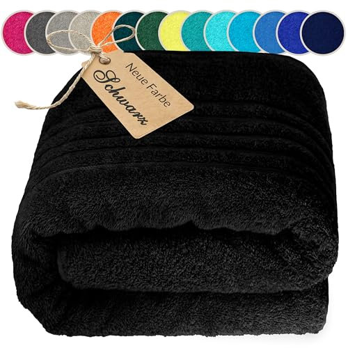 Lashuma Saunatuch Männer 80x200 cm, Saunahandtuch groß, London Liegetuch XXL Schwarz