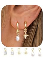 ORAZIO Gold Ohrringe für Damen 14K Vergoldete Ohrringe Set Kleine Ohrstecker 925 Sterling silber Ohrringe für Mehrere Piercings Hypoallergene Ohrringe Huggie Creolen Zirkonia Perlen Ohrringe