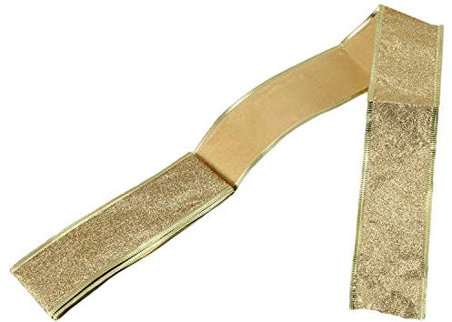 Kznifmk Glitter spool Christmas tree ribbon bandage candy box present gift Halloween 200 x 5 cm 20 g (gold)