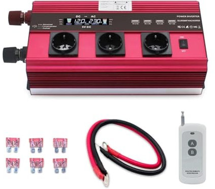 Transformador Inversor De Coche 6000W 12V A 24V Inversor De Corriente Enchufe Universal De La UE 4 Salidas USB Convertidor De Coche Inversor Corriente(24V 220V EU)