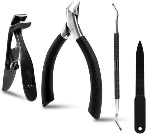 Pince Coupe ongle professionnel, Coupe Ongles Pieds Dur et Epais Inclinée, Pinces à Ongles Incarnés de Précision en Acier Inoxydable pour Personnes âgées avec Large Ouverture Long manche