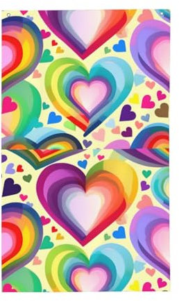 Herzen in Regenbogenfarben, dekorative Outdoor-Flagge, personalisierbar, geeignet für alle Outdoor-Umgebungen