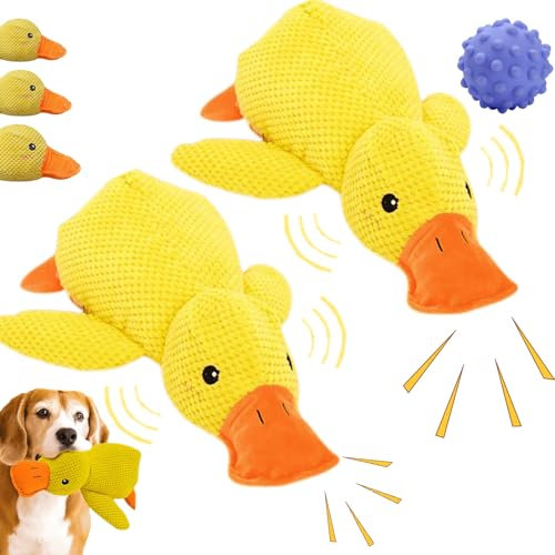 Snrtevu Pfotenmond Ente, Pfotenmond Anti Stress Ente, Anti Stress Ente Hund, Hundespielzeug Ente, Antistressente Für Kleine Hunde, Quietschspielzeug Hund Kuscheltier (2PCS,Mittelgroße)