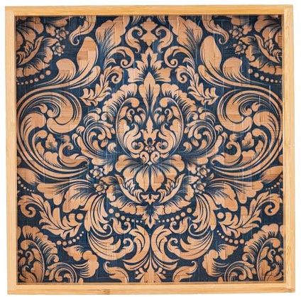 PEMAR Bandeja cuadrada de bambú de 12.2 pulgadas con asa para alimentos y bebidas, bandejas rectangulares para el regazo de desayuno, platos decorativos de madera para mesa de café, comer en la cama