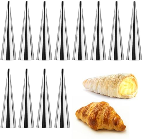 Cannoli Formen Backform 12 Stück Cannoli Form Röhrchen Molds Edelstahl Schaumrollen Backform für Backen Zuhause 12,4 x 3,4cm