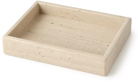 Vassoio in Travertino Naturale 20x15 cm – Vassoio Decorativo in Pietra Fatto a Mano per Bagno, Cucina, Soggiorno – Portaoggetti Elegante – KALU Creations